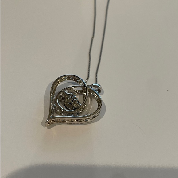 Unstoppable Love Blue & White Lab-Created Sapphire Heart Loop Necklace Sterling - Picture 12 of 15